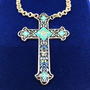 Jackie Kennedy - Venetian Enameled Cross Necklace